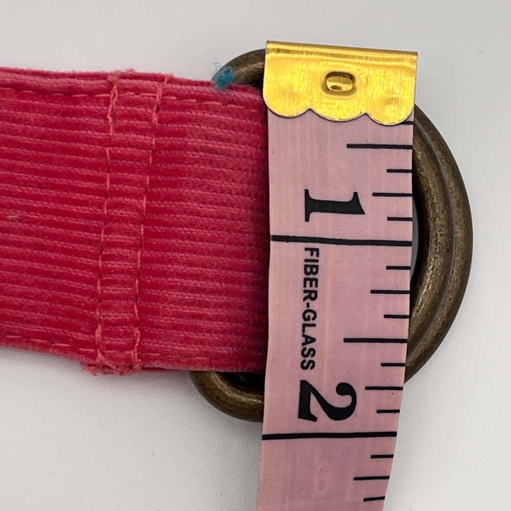 LL Bean Preppy Pink Burgundy Women's Ribbon (2) Belts Corduroy dog embroidery ML - Picture 8 of 9